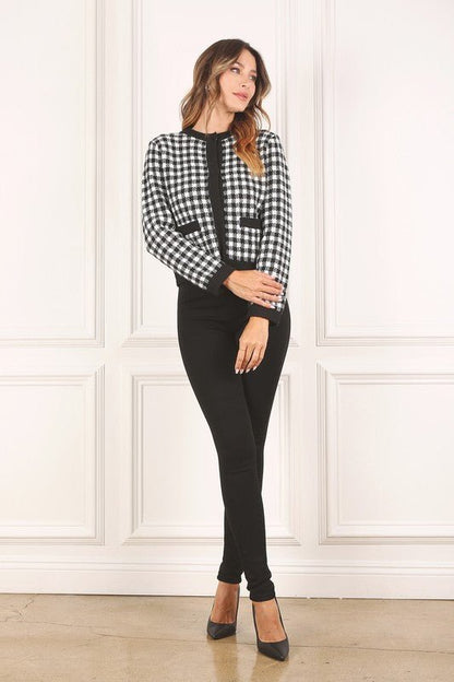 Black check knitted jacket - KOKOTETE