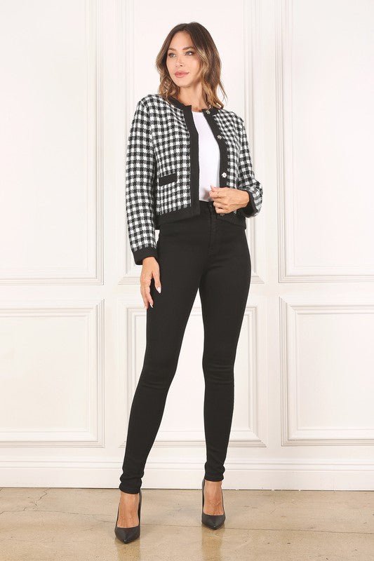 Black check knitted jacket - KOKOTETE