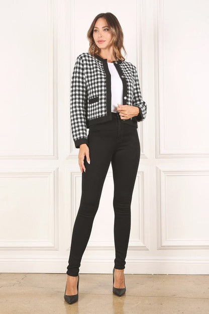 Black check knitted jacket - KOKOTETE