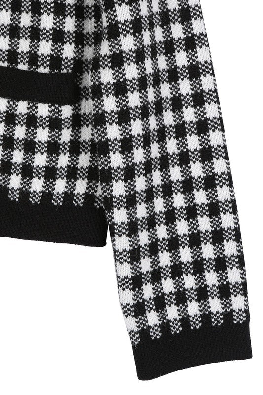 Black check knitted jacket - KOKOTETE