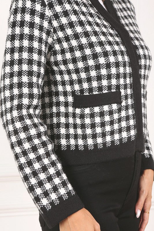 Black check knitted jacket - KOKOTETE