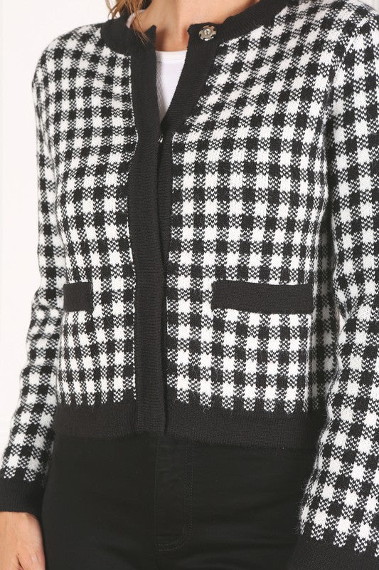 Black check knitted jacket - KOKOTETE