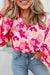 Blooming Floral Print Puff Sleeve Buttoned Shirt - KOKOTETE