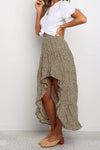 Boho Floral Print Midi Skirt Casual Side Slit Skir - KOKOTETE