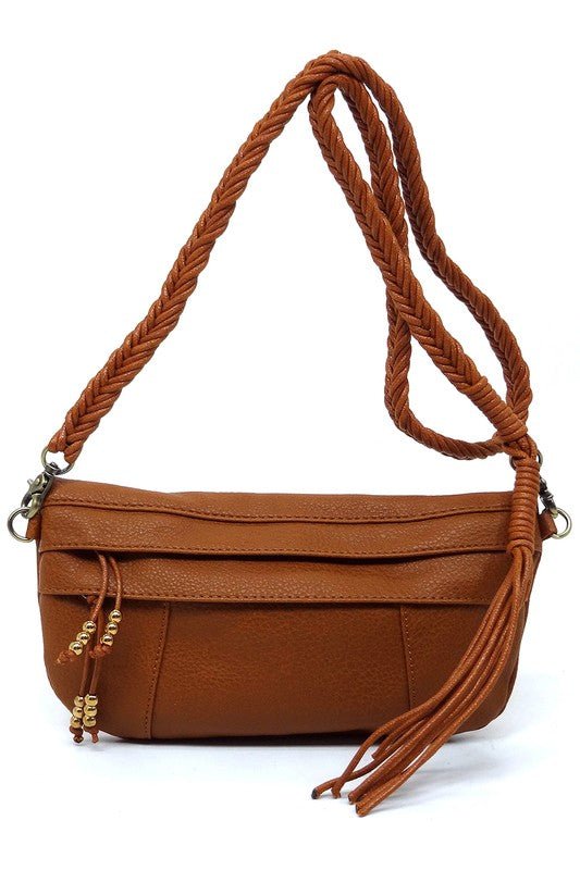 Braided Tassel Strap Crossbody Bag - KOKOTETE