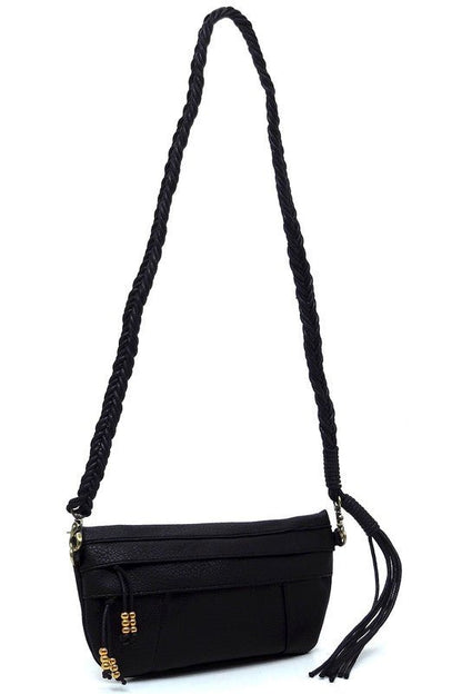 Braided Tassel Strap Crossbody Bag - KOKOTETE