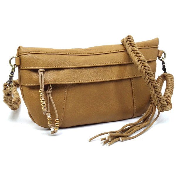 Braided Tassel Strap Crossbody Bag - KOKOTETE