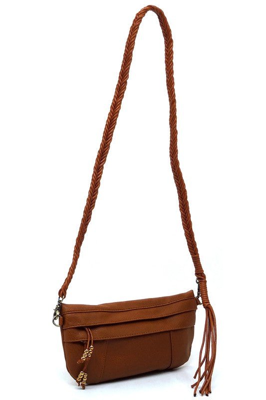 Braided Tassel Strap Crossbody Bag - KOKOTETE