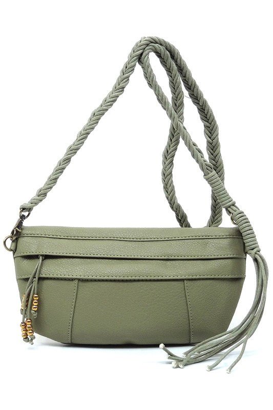 Braided Tassel Strap Crossbody Bag - KOKOTETE