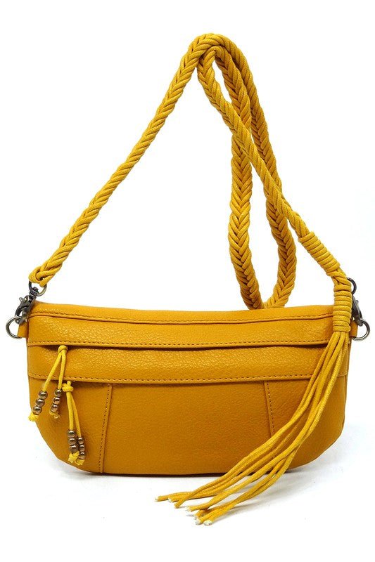 Braided Tassel Strap Crossbody Bag - KOKOTETE