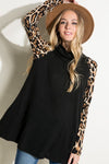 BRUSHED HACCI CHEETAH PRINT AND SOLID MIXED TOP - KOKOTETE