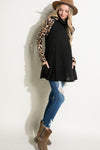 BRUSHED HACCI CHEETAH PRINT AND SOLID MIXED TOP - KOKOTETE
