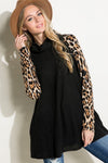 BRUSHED HACCI CHEETAH PRINT AND SOLID MIXED TOP - KOKOTETE