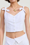 BUTTON UP CROPPED TOP WITH SHOULDER TIES - KOKOTETE