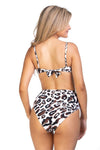 Cheetah printed bandeau style bikini - KOKOTETE