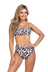 Cheetah printed bandeau style bikini - KOKOTETE