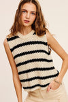 Chunky Stripe Sleeveless Sweater Top - KOKOTETE