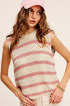 Chunky Stripe Sleeveless Sweater Top - KOKOTETE