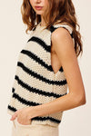 Chunky Stripe Sleeveless Sweater Top - KOKOTETE