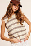Chunky Stripe Sleeveless Sweater Top - KOKOTETE