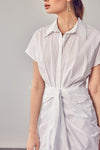 Collar Button Front Tie Dress - KOKOTETE