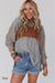 Color block stripe lantern sleeve side slit tunic - KOKOTETE