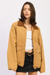 CONTRASTED COLLAR JACKET WITH POCKETS - KOKOTETE