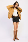 CONTRASTED COLLAR JACKET WITH POCKETS - KOKOTETE