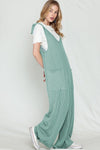 Corded Tie Straps V Neck Wide Leg Jumpsuit - KOKOTETE