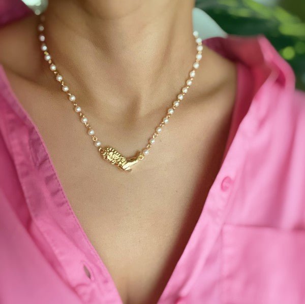 Cowgirl Boot Pearl Chain Necklace - KOKOTETE