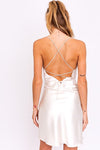 Cowl Neck Criss - Cross Strap Slip Dress - KOKOTETE