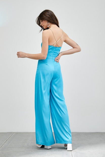 Cowl Neck Trim Detail Jumpsuit - KOKOTETE