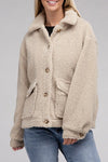 Cozy Sherpa Button-Front Jacket - KOKOTETE