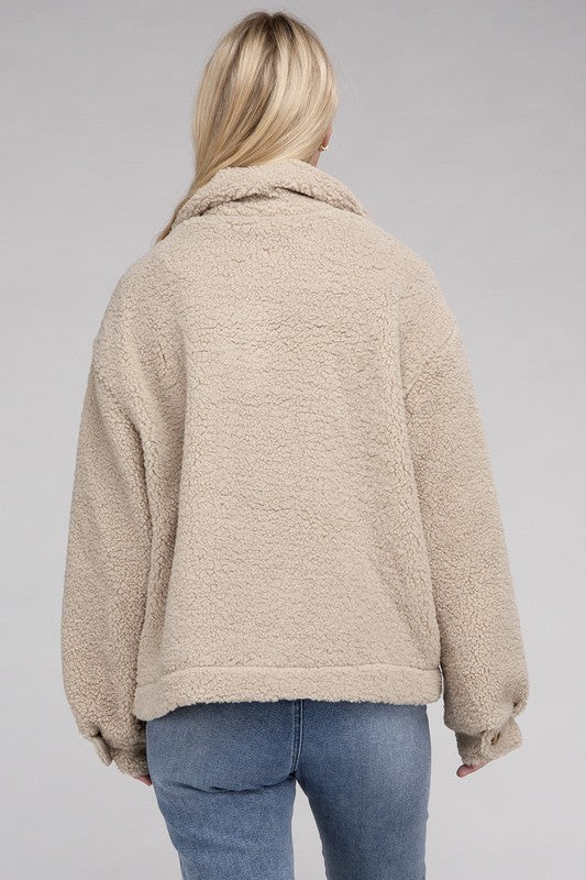 Cozy Sherpa Button-Front Jacket - KOKOTETE