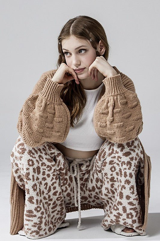 Cozy Warm Soft Leopard Fuzzy Lounge Pants - KOKOTETE