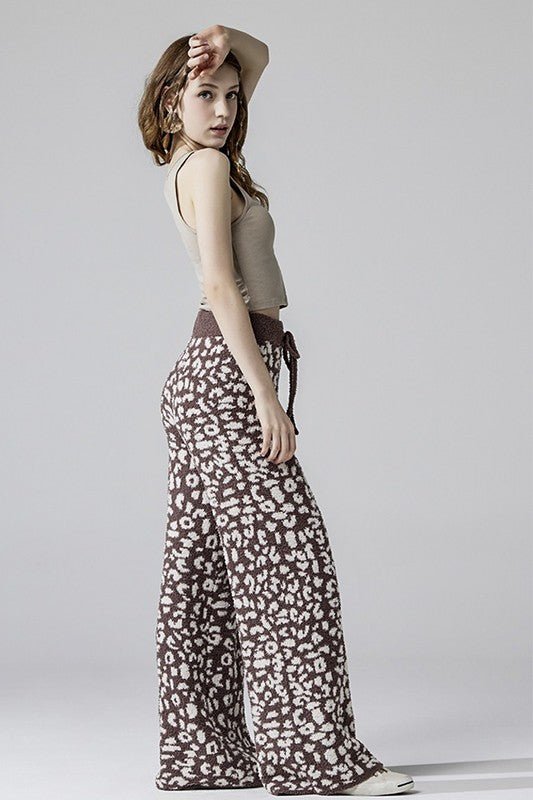 Cozy Warm Soft Leopard Fuzzy Lounge Pants - KOKOTETE