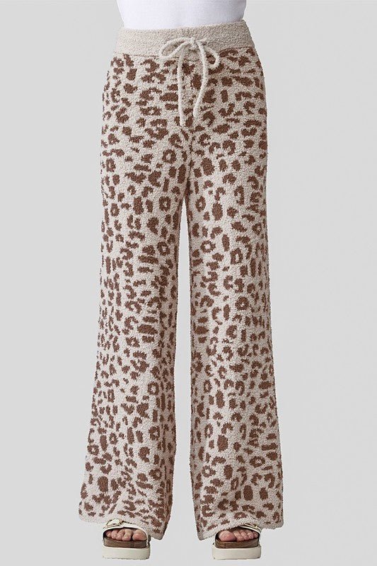 Cozy Warm Soft Leopard Fuzzy Lounge Pants - KOKOTETE