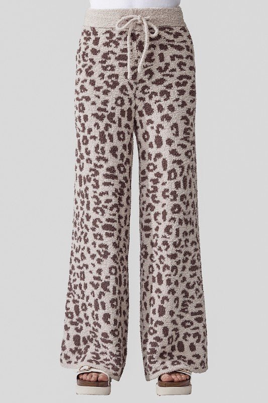 Cozy Warm Soft Leopard Fuzzy Lounge Pants - KOKOTETE