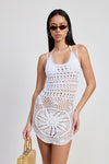 CROCHET MINI DRESS WITH CROSSED BACK - KOKOTETE