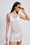 CROCHET MINI DRESS WITH CROSSED BACK - KOKOTETE