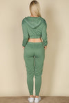 Cropped Cami with Zip - up Jacket and Joggers Set - KOKOTETE