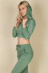 Cropped Cami with Zip - up Jacket and Joggers Set - KOKOTETE