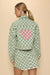 Cropped checkered heart denim jacket - KOKOTETE