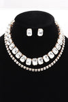 Crystal Layered Collar Necklace Set - KOKOTETE