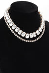 Crystal Layered Collar Necklace Set - KOKOTETE