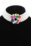 Crystal Pearl Choker Statement Necklace - KOKOTETE