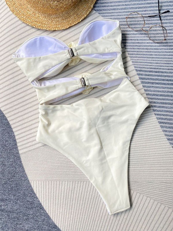 Cutout one piece rose swimsuit - KOKOTETE