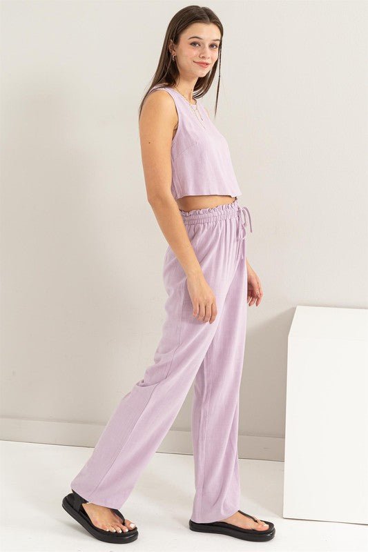 D-Linen Blended Top and Pants Set - KOKOTETE