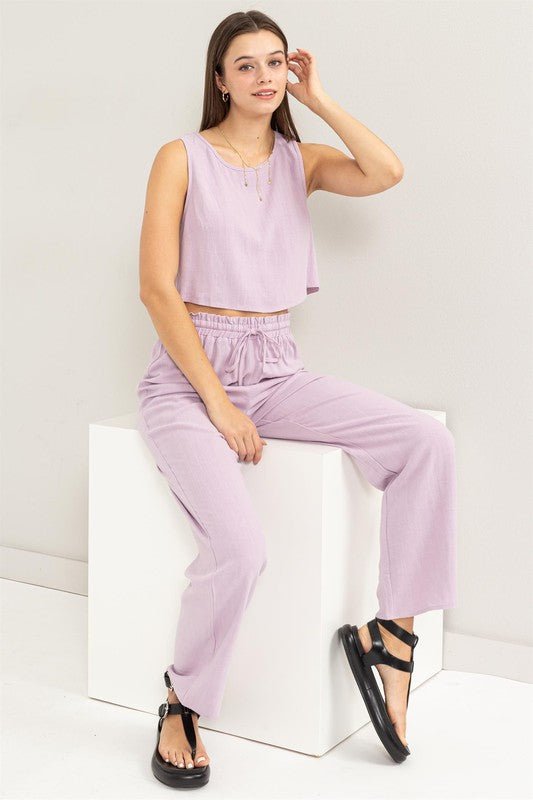 D-Linen Blended Top and Pants Set - KOKOTETE