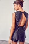 Deep V - Neck Open Back Romper - KOKOTETE